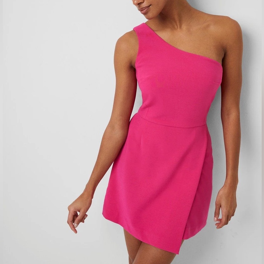 French Connection Whisper One Shoulder Dress - Pink // Size 6